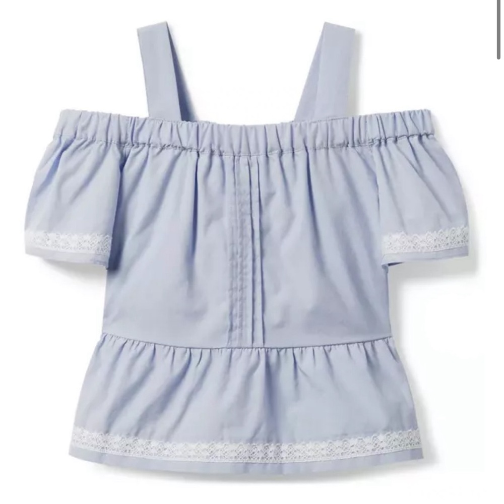 Janie and Jack Girls Cold-Shoulder Peplum Top in Pastel Blue Size 5 Years